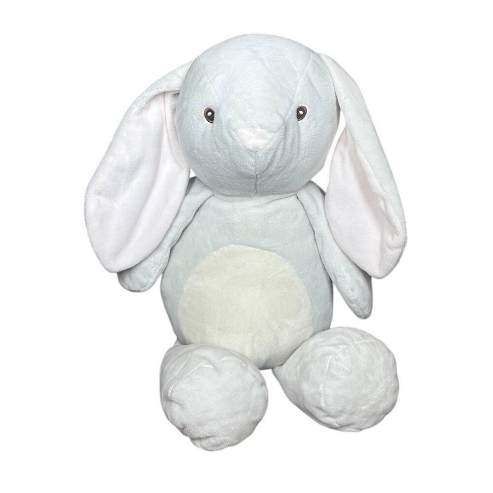 Kellytoy Stuffed Plush Rabbit Toy Soft Lovey Rattles Light Gray White Baby 19"